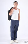 TAILORAEDGE Air Striped Relaxed Cargo Pants In Blue