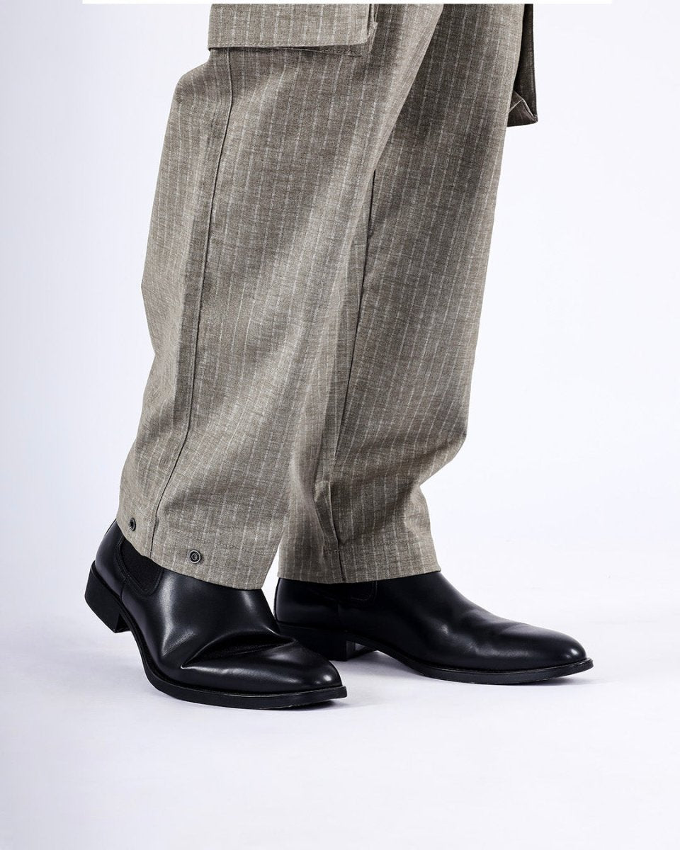 TAILORAEDGE Air Striped Relaxed Cargo Pants In Green