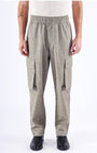 TAILORAEDGE Air Striped Relaxed Cargo Pants In Green