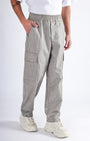 TAILORAEDGE Air Striped Relaxed Cargo Pants In Grey