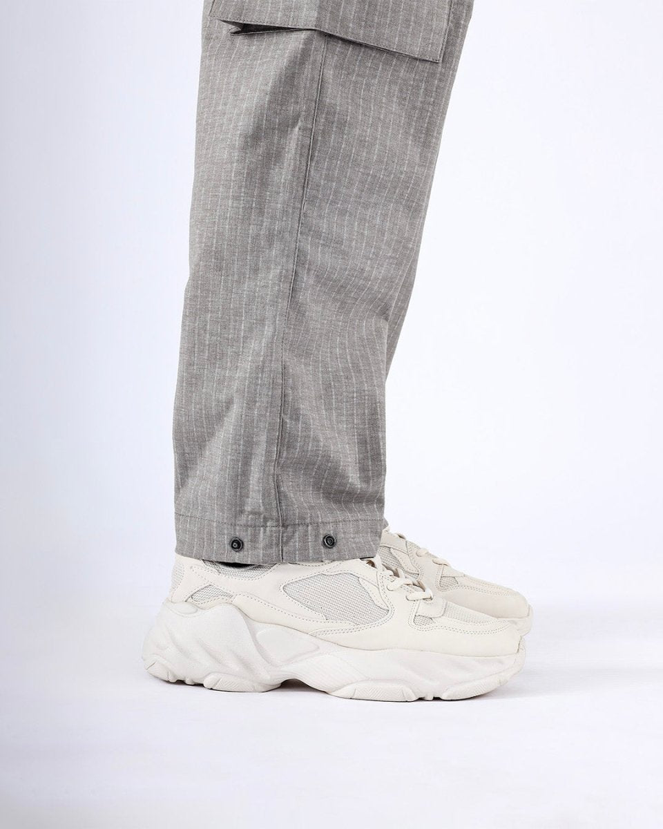 TAILORAEDGE Air Striped Relaxed Cargo Pants In Grey