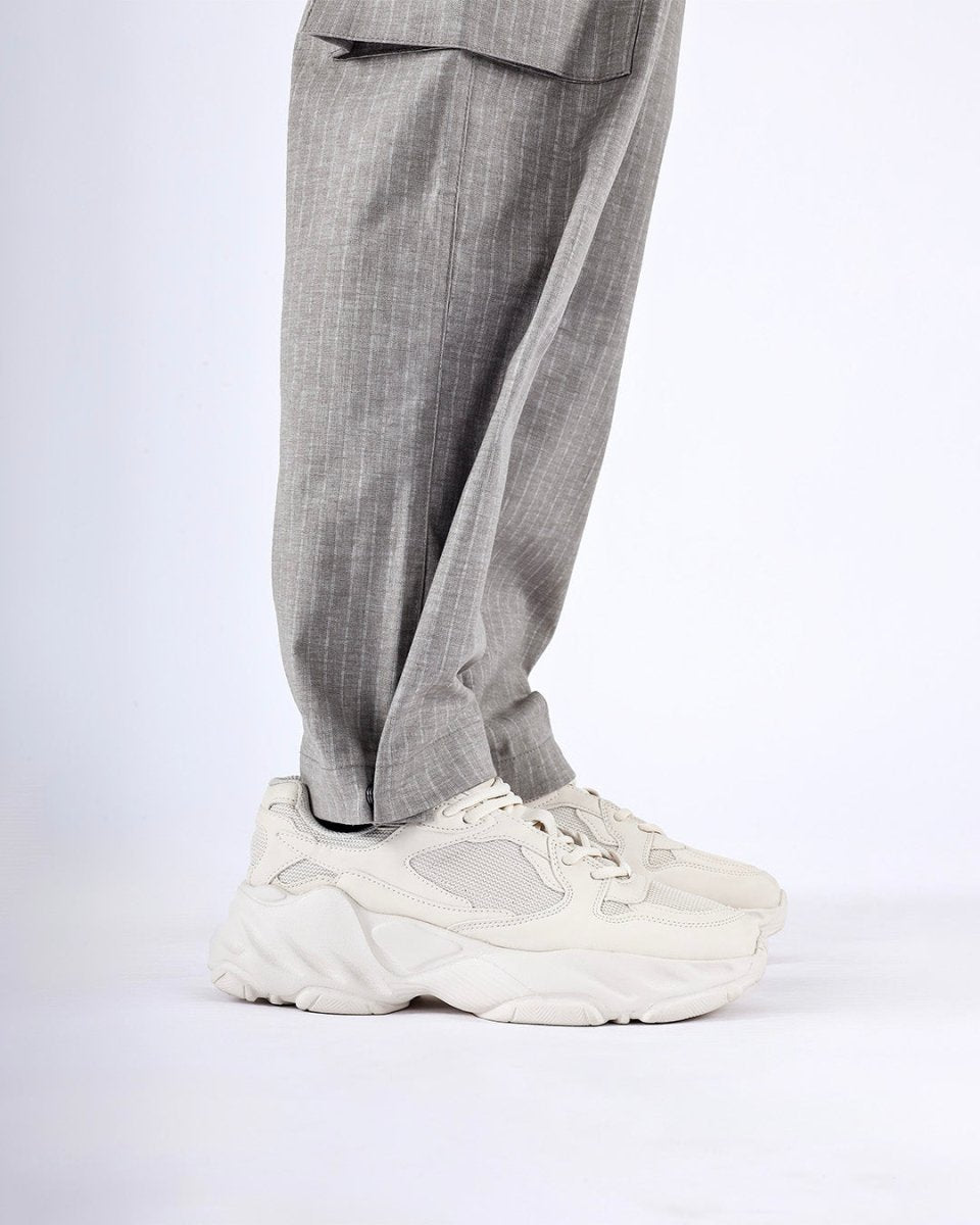 TAILORAEDGE Air Striped Relaxed Cargo Pants In Grey