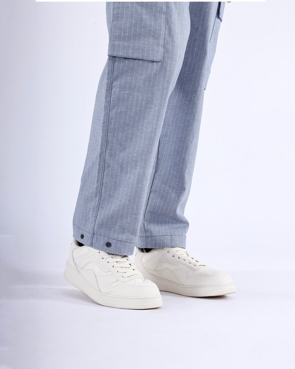 TAILORAEDGE Air Striped Relaxed Cargo Pants In Light Blue
