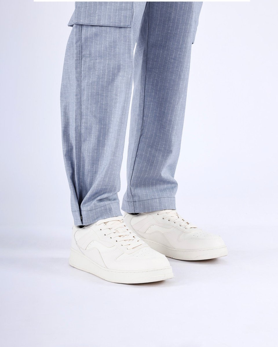 TAILORAEDGE Air Striped Relaxed Cargo Pants In Light Blue