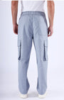 TAILORAEDGE Air Striped Relaxed Cargo Pants In Light Blue