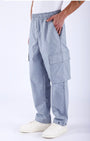 TAILORAEDGE Air Striped Relaxed Cargo Pants In Light Blue