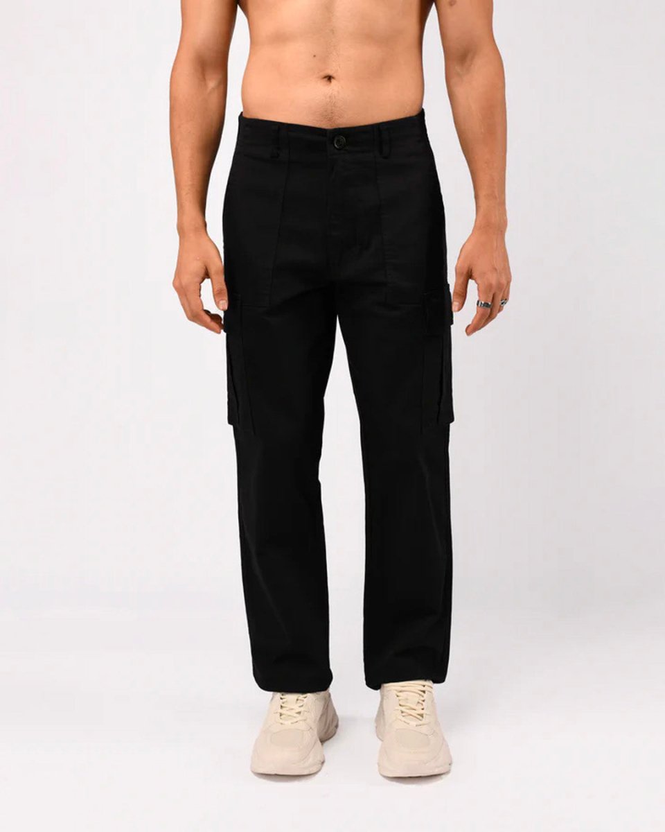 TAILORAEDGE Carpenter Relaxed Cargos In Black