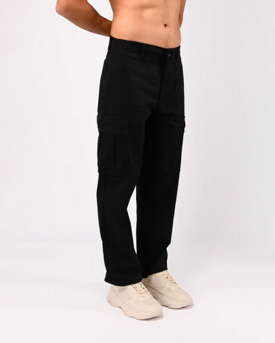 TAILORAEDGE Carpenter Relaxed Cargos In Black