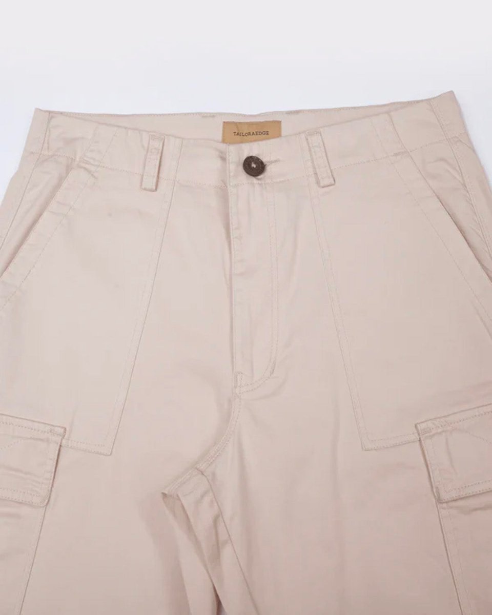 TAILORAEDGE Carpenter Relaxed Cargos In Cream