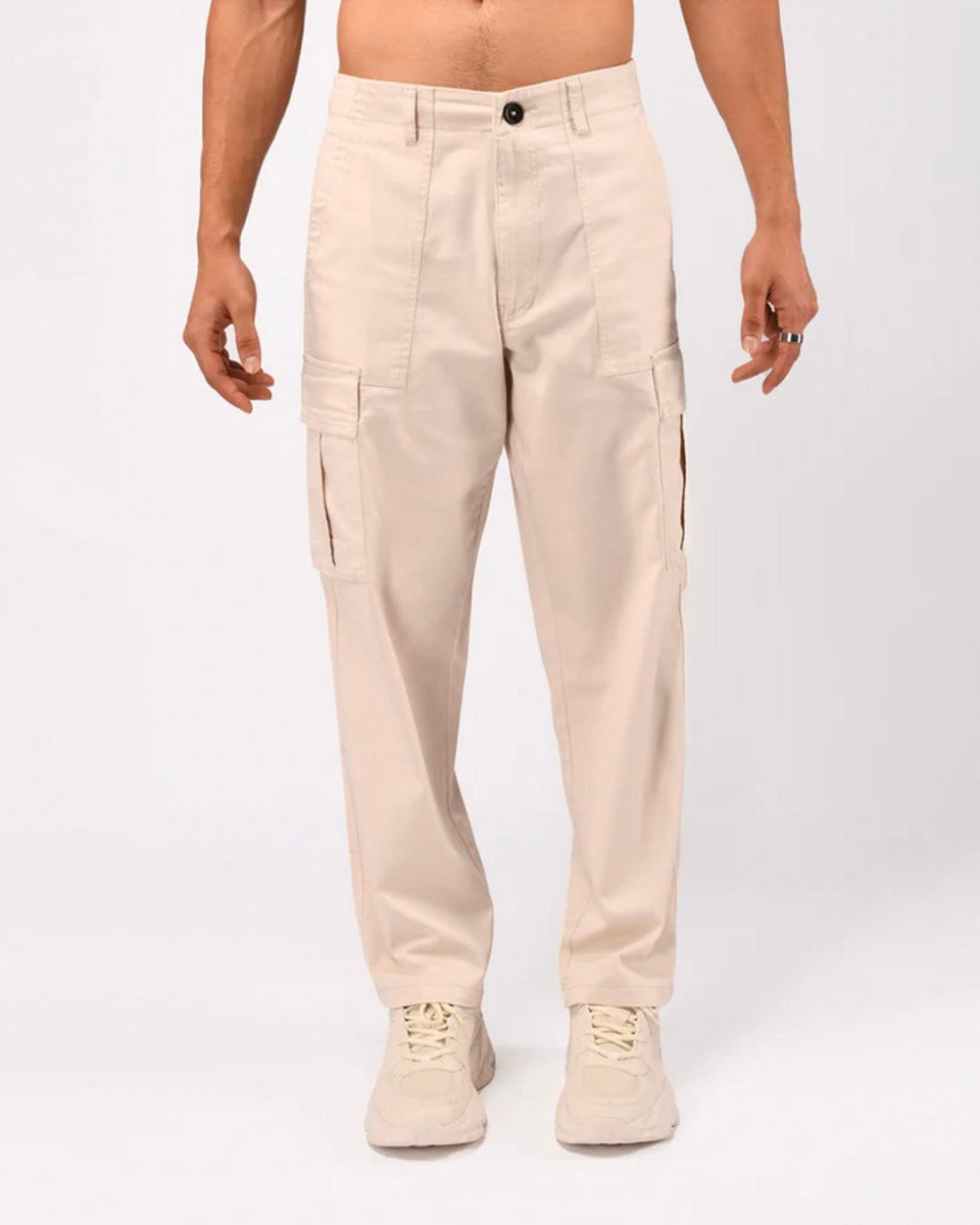 TAILORAEDGE Carpenter Relaxed Cargos In Cream