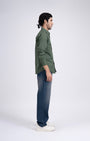 TAILORAEDGE Classic Cotton Cargo Shirt In Green