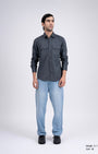 TAILORAEDGE Classic Cotton Cargo Shirt In Grey