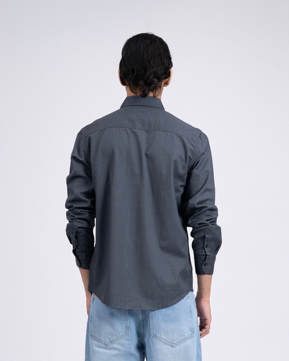 TAILORAEDGE Classic Cotton Cargo Shirt In Grey