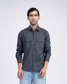 TAILORAEDGE Classic Cotton Cargo Shirt In Grey