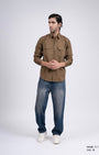 TAILORAEDGE Classic Cotton Cargo Shirt In Khaki