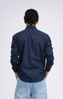 TAILORAEDGE Classic Cotton Cargo Shirt In Navy