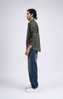 TAILORAEDGE Classic Cotton Cargo Shirt In Olive