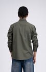 TAILORAEDGE Classic Cotton Cargo Shirt In Olive