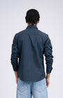 TAILORAEDGE Classic Cotton Cargo Shirt In Stone Blue