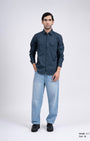 TAILORAEDGE Classic Cotton Cargo Shirt In Stone Blue