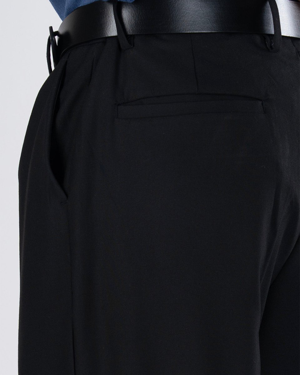 TAILORAEDGE Classic Easy Iron Relaxed Trousers In Black