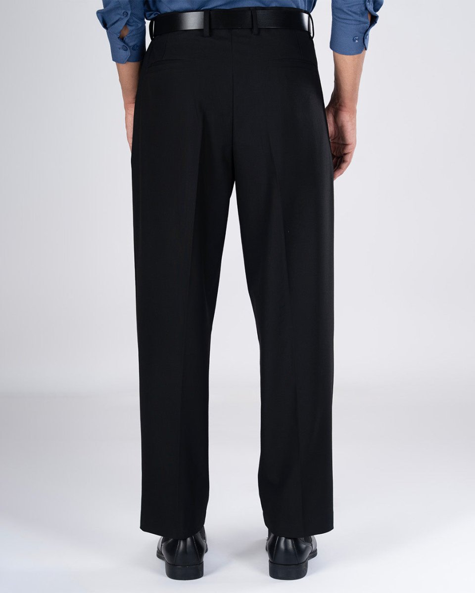 TAILORAEDGE Classic Easy Iron Relaxed Trousers In Black