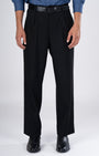 TAILORAEDGE Classic Easy Iron Relaxed Trousers In Black