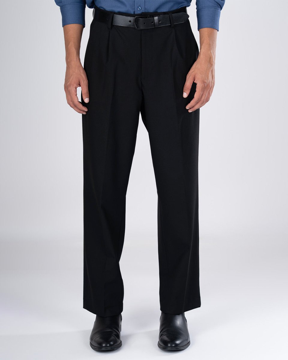 TAILORAEDGE Classic Easy Iron Relaxed Trousers In Black