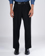 TAILORAEDGE Classic Easy Iron Relaxed Trousers In Black