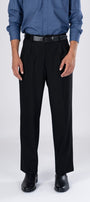 TAILORAEDGE Classic Easy Iron Relaxed Trousers In Black