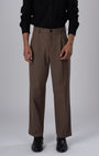TAILORAEDGE Classic Easy Iron Relaxed Trousers In Cocoa