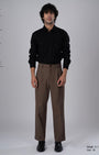 TAILORAEDGE Classic Easy Iron Relaxed Trousers In Cocoa