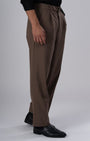 TAILORAEDGE Classic Easy Iron Relaxed Trousers In Cocoa