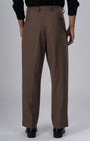 TAILORAEDGE Classic Easy Iron Relaxed Trousers In Cocoa