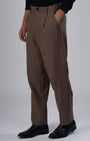 TAILORAEDGE Classic Easy Iron Relaxed Trousers In Cocoa