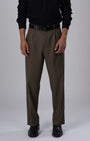 TAILORAEDGE Classic Easy Iron Relaxed Trousers In Fur Brown