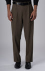TAILORAEDGE Classic Easy Iron Relaxed Trousers In Fur Brown