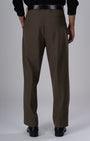 TAILORAEDGE Classic Easy Iron Relaxed Trousers In Fur Brown