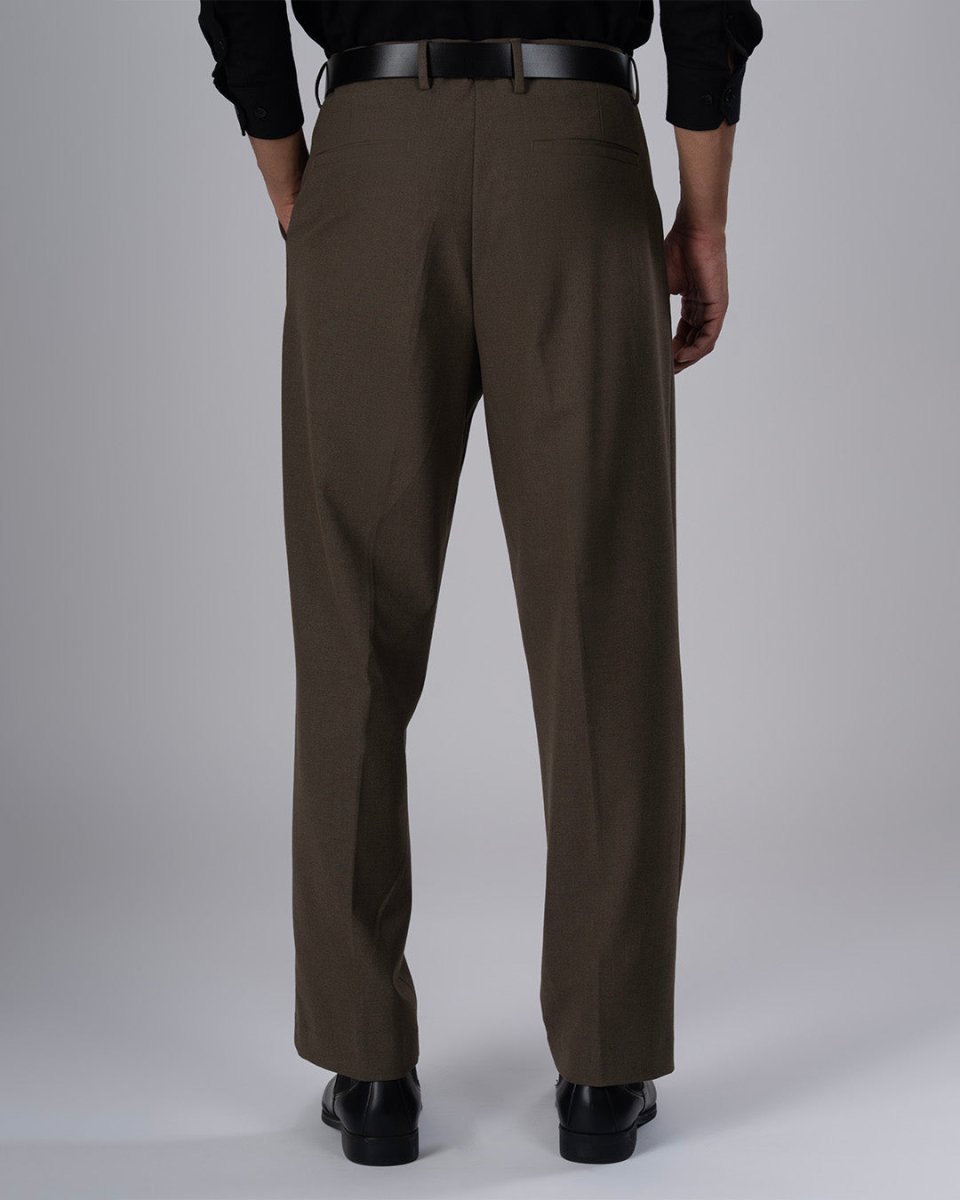 TAILORAEDGE Classic Easy Iron Relaxed Trousers In Fur Brown