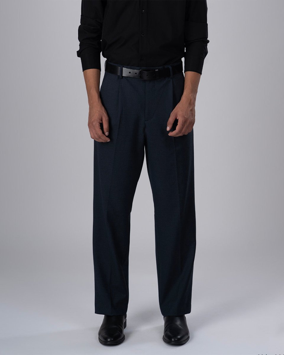 TAILORAEDGE Classic Easy Iron Relaxed Trousers In Navy