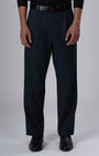 TAILORAEDGE Classic Easy Iron Relaxed Trousers In Navy
