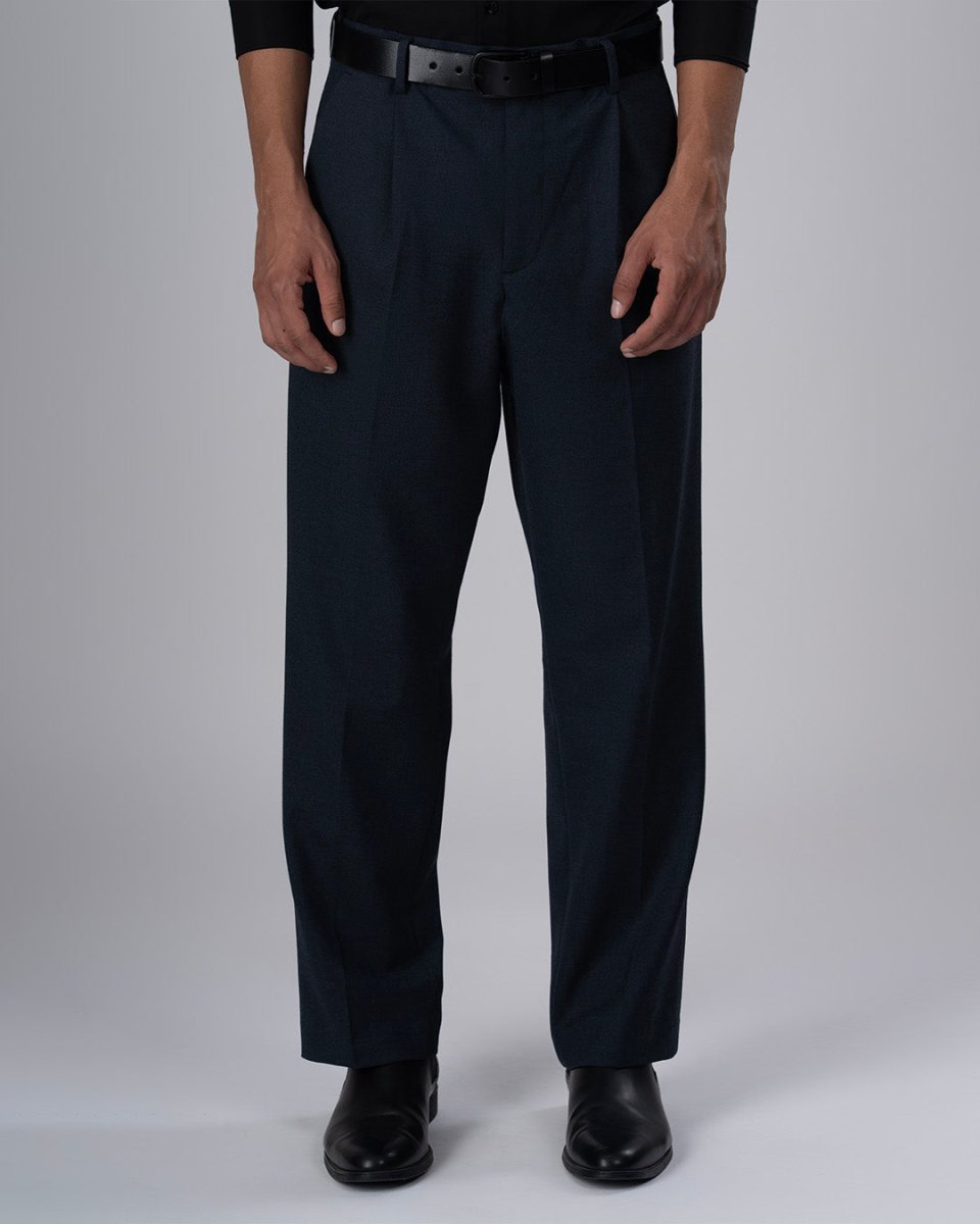 TAILORAEDGE Classic Easy Iron Relaxed Trousers In Navy