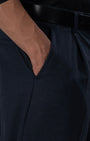 TAILORAEDGE Classic Easy Iron Relaxed Trousers In Navy