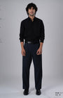 TAILORAEDGE Classic Easy Iron Relaxed Trousers In Navy