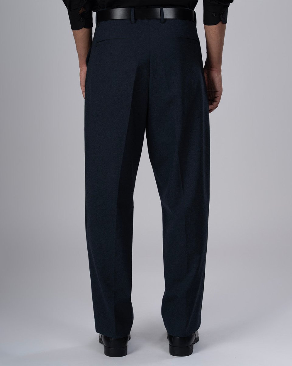 TAILORAEDGE Classic Easy Iron Relaxed Trousers In Navy