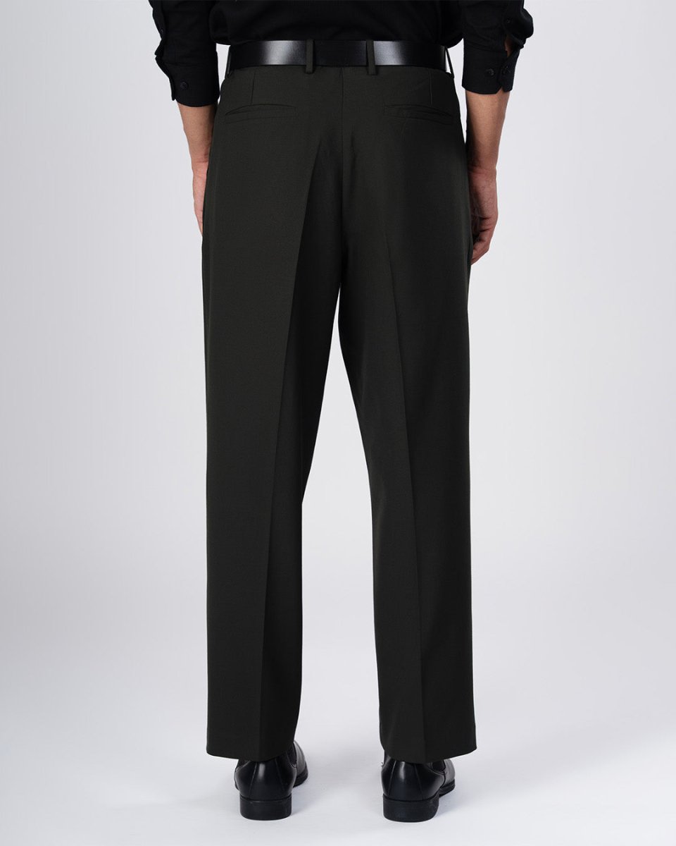 TAILORAEDGE Classic Easy Iron Relaxed Trousers In Olive