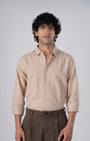 TAILORAEDGE Classic Fused Linen Shirt In Beige