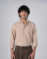 TAILORAEDGE Classic Fused Linen Shirt In Beige