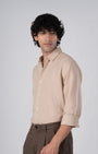 TAILORAEDGE Classic Fused Linen Shirt In Beige