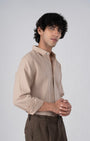 TAILORAEDGE Classic Fused Linen Shirt In Beige